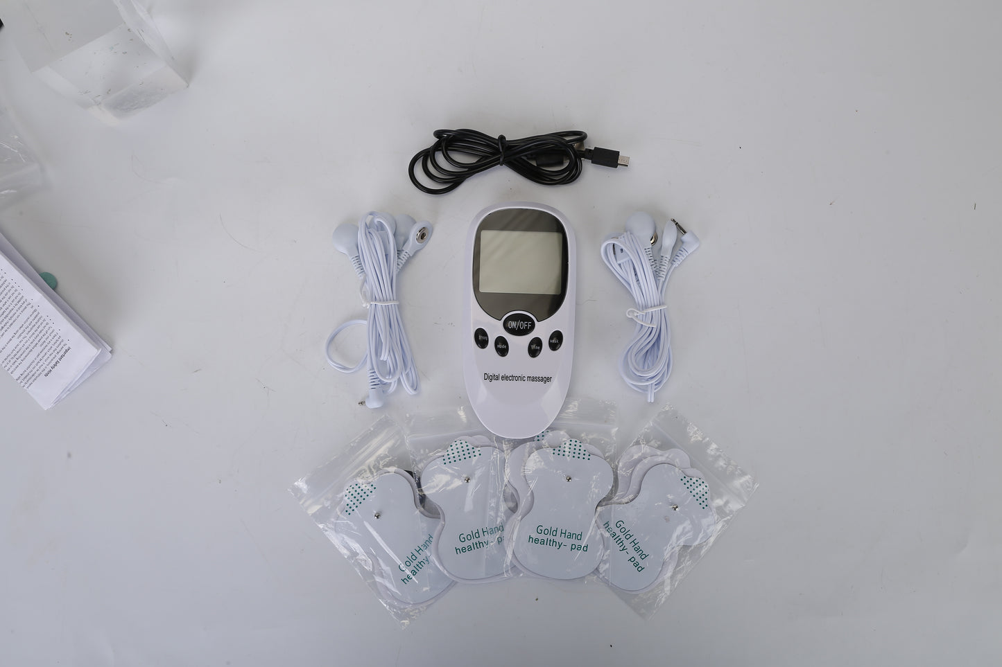 1Pc Electric Muscle Stimulator Dual Channels With 8 Electrode Pads Pulse Massager Pain Relief Therapy Tens Device