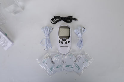 1Pc Electric Muscle Stimulator Dual Channels With 8 Electrode Pads Pulse Massager Pain Relief Therapy Tens Device