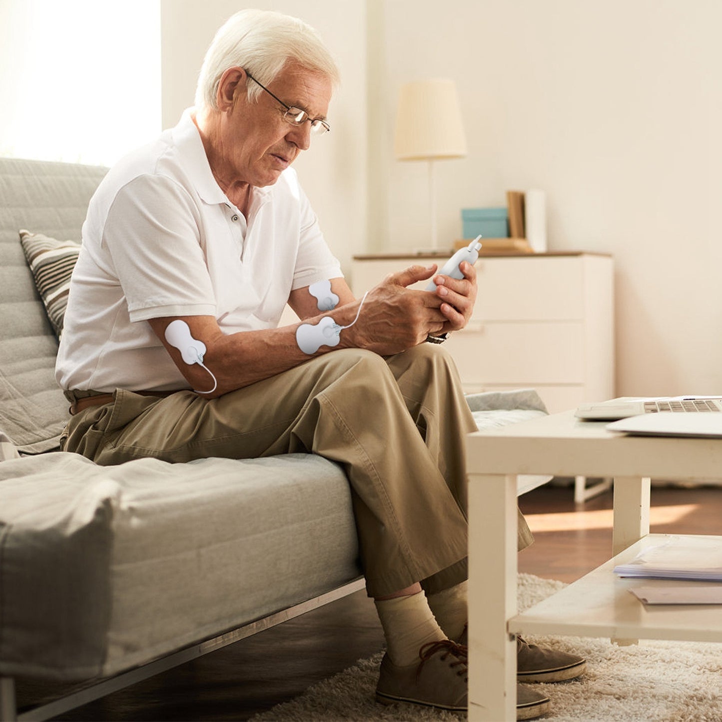 1Pc Electric Muscle Stimulator Dual Channels With 8 Electrode Pads Pulse Massager Pain Relief Therapy Tens Device